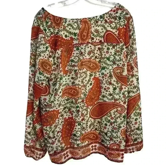 Passports Women's Boho Sheer Paisley Print Blouse Multicolor Size M - Picture 7 of 10